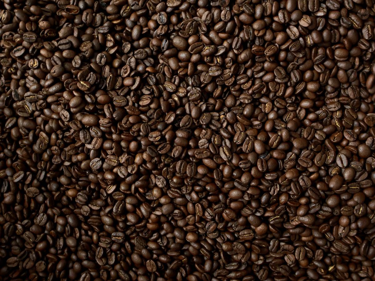 Close-up of freshly roasted coffee beans